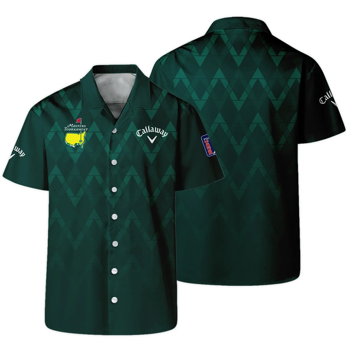 Abstract Dark Green Zigzag Background Masters Tournament Callaway Hawaiian Shirt Style Classic Oversized Hawaiian Shirt