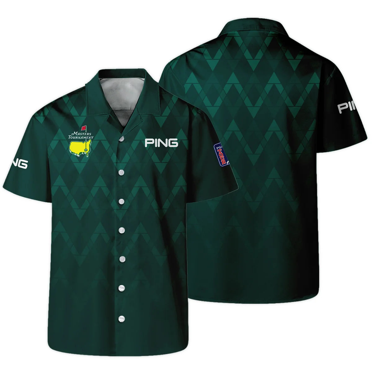 Abstract Dark Green Zigzag Background Masters Tournament Ping Hawaiian Shirt Style Classic Oversized Hawaiian Shirt