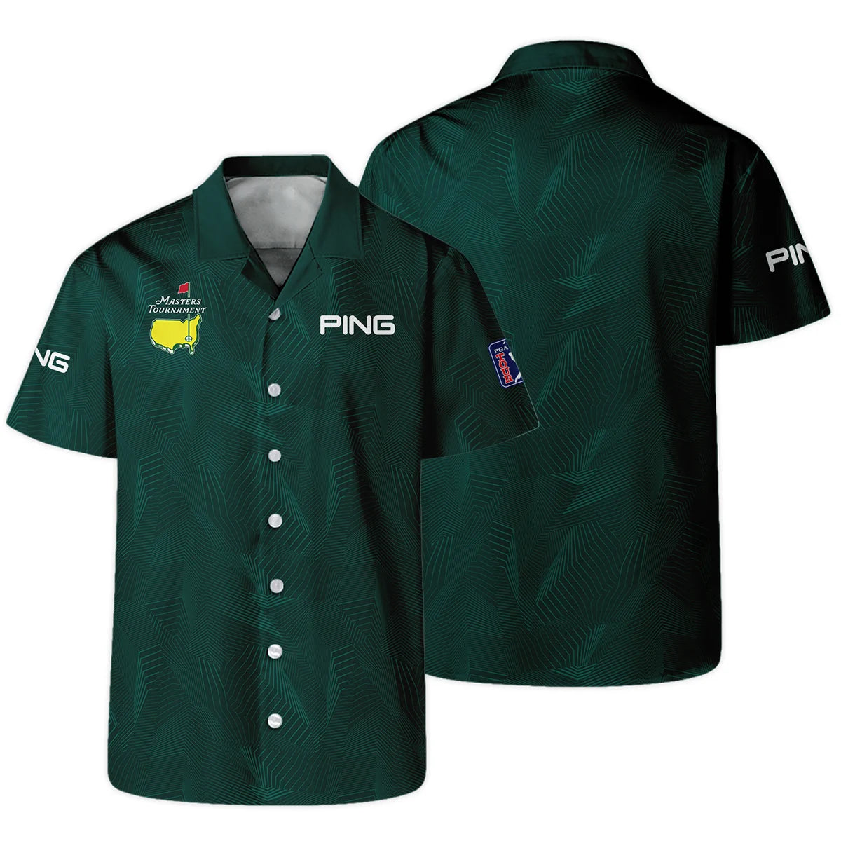 Abstract Pattern Lines Forest Green Masters Tournament Ping Hawaiian Shirt Style Classic Oversized Hawaiian Shirt