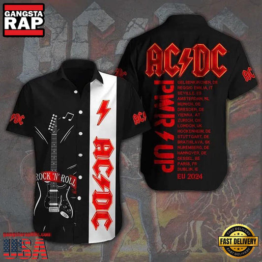 ACDC Rock Band Power Up Tour 2024 Hawaiian Shirt - Gangstarap80S