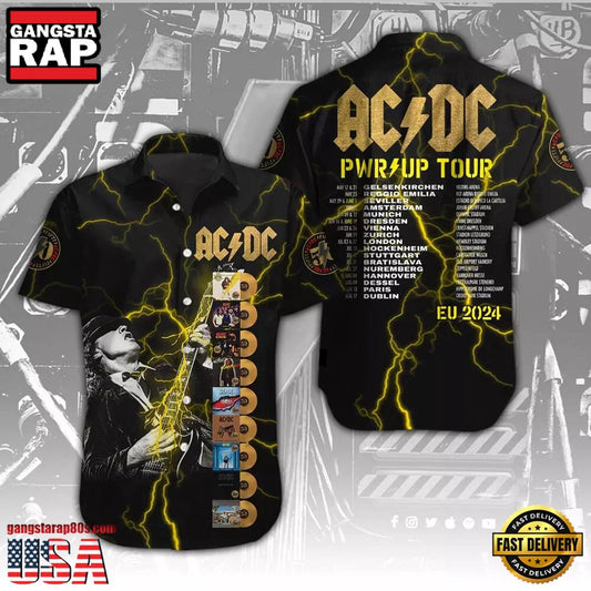 ACDC Rock Band Pwr Up World Tour 2024 Summer Hawaiian Shirt - Gangstarap80S