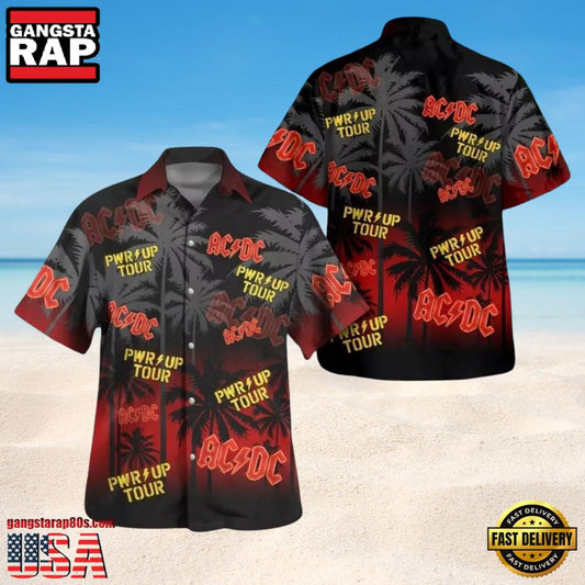 ACDC Rock Band PWRUP Tour Palm Hawaiian Shirt - Gangstarap80S