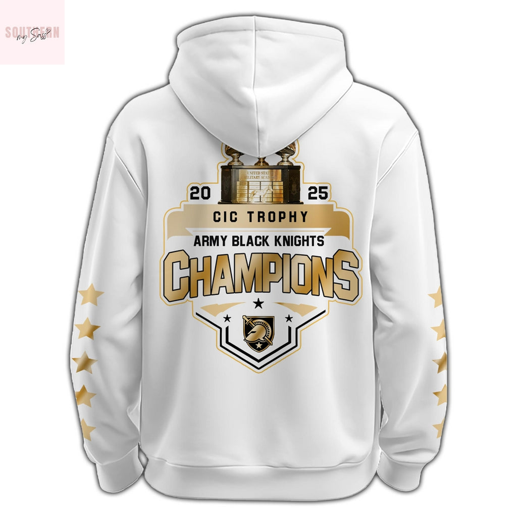 Army Black Knights CIC Trophy Champions 2025 Hoodie – White