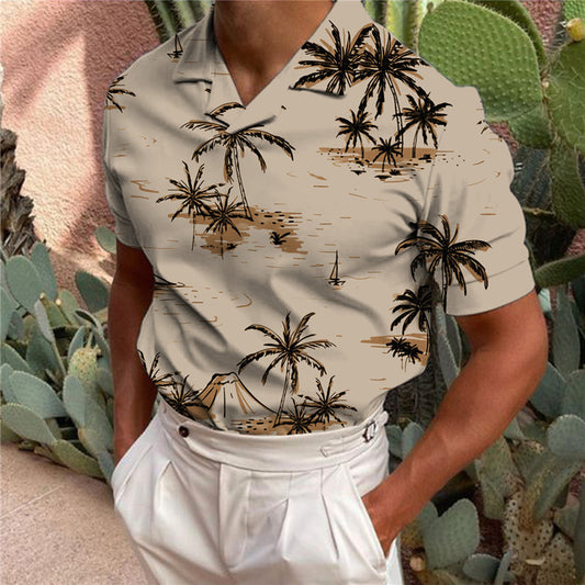 Men's Coconut Tree Graphic Prints Polo Shirts Hawaiian Polo Shirts Golf Shirt Short Sleeves Shirt Turndown Outdoor Vacation Apricot White Pink Green Print Clothing Apparel Fashion Designer Casual