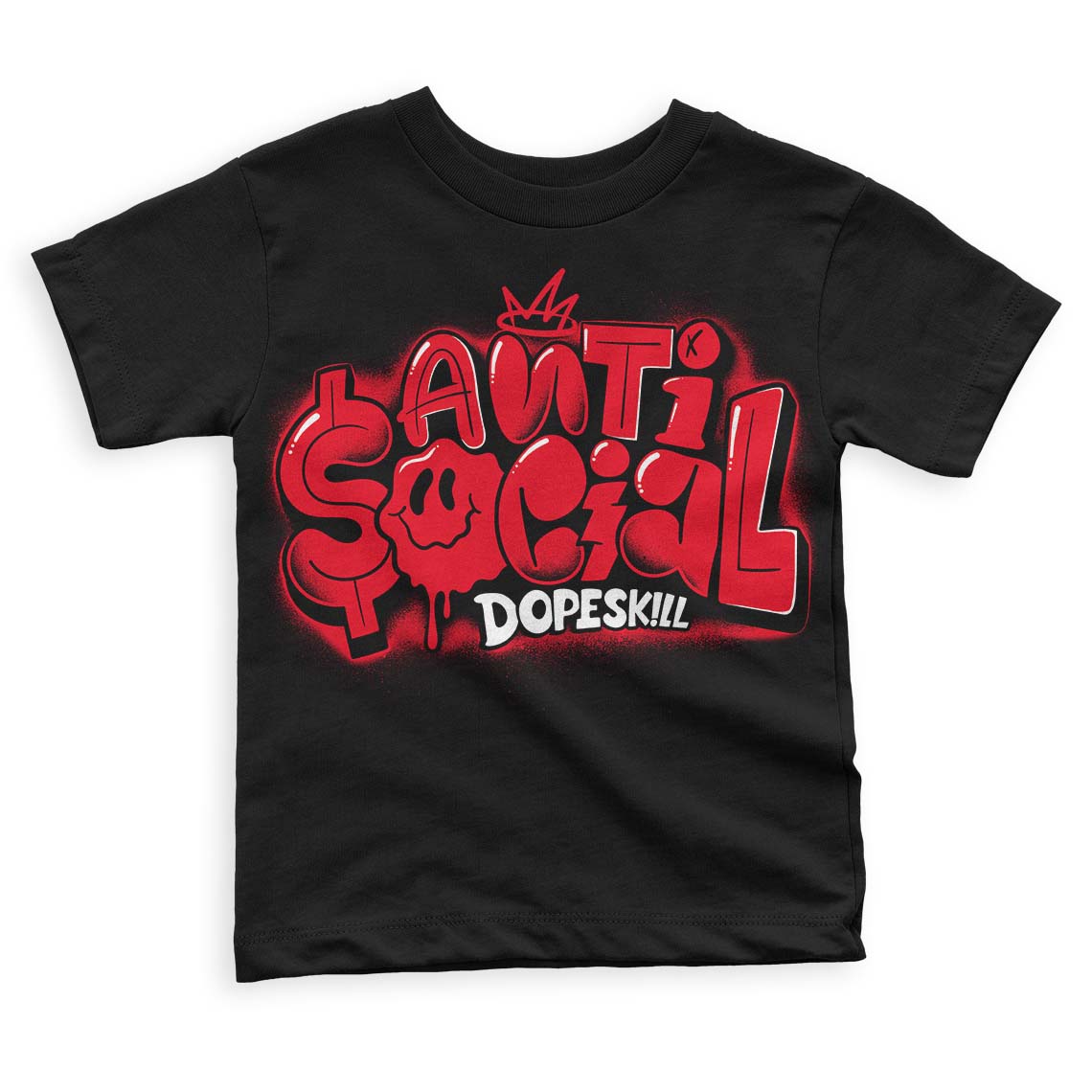 Red Thunder 4s DopeSkill Toddler Kids T-shirt Anti Social Graphic