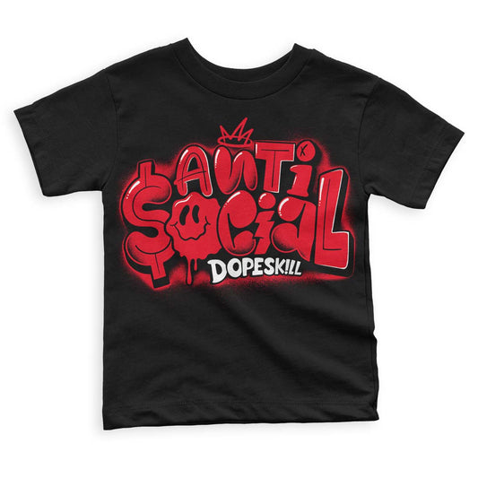 Red Thunder 4s DopeSkill Toddler Kids T-shirt Anti Social Graphic