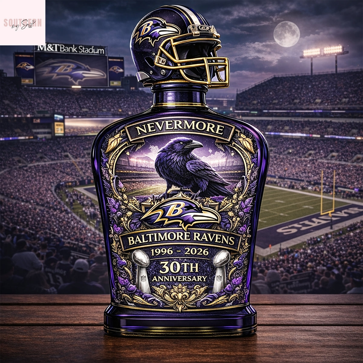 Baltimore Ravens 30th Anniversary 1996-2026 Nevermore Whiskey Bottle