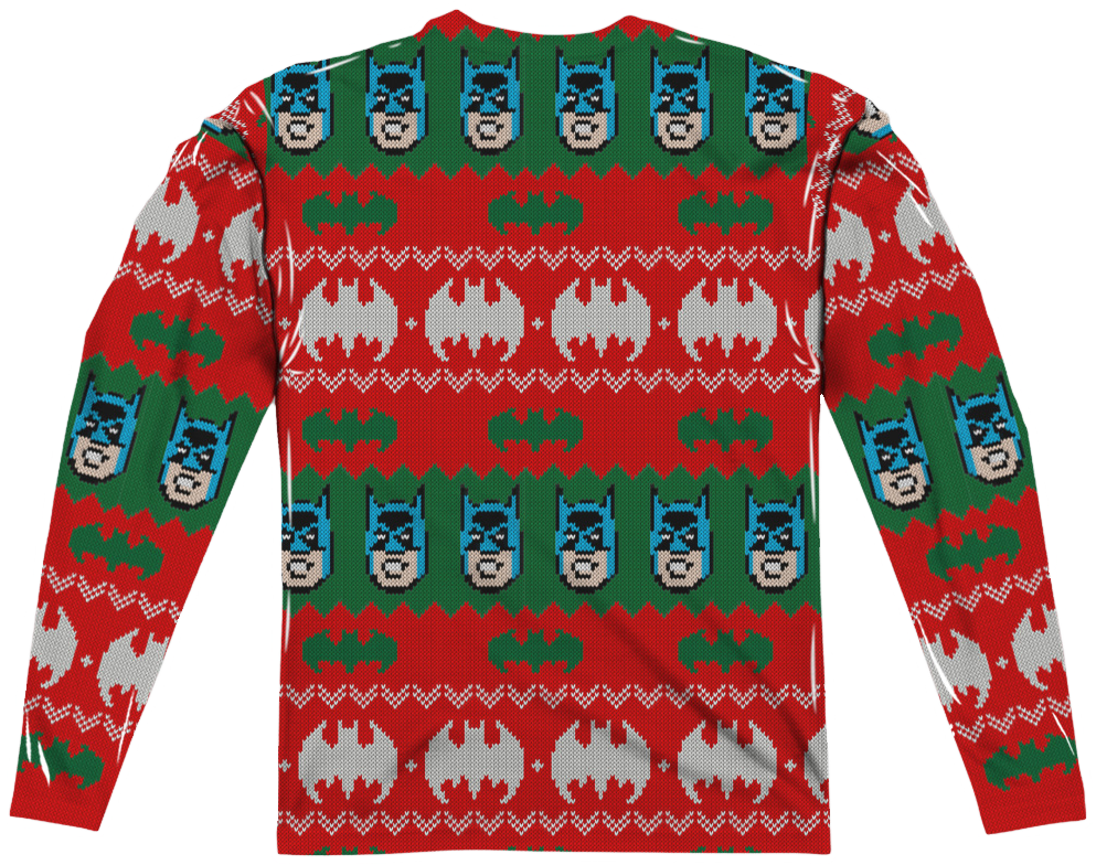 Batman Ugly Christmas Faux Sweater Long Sleeve Tee