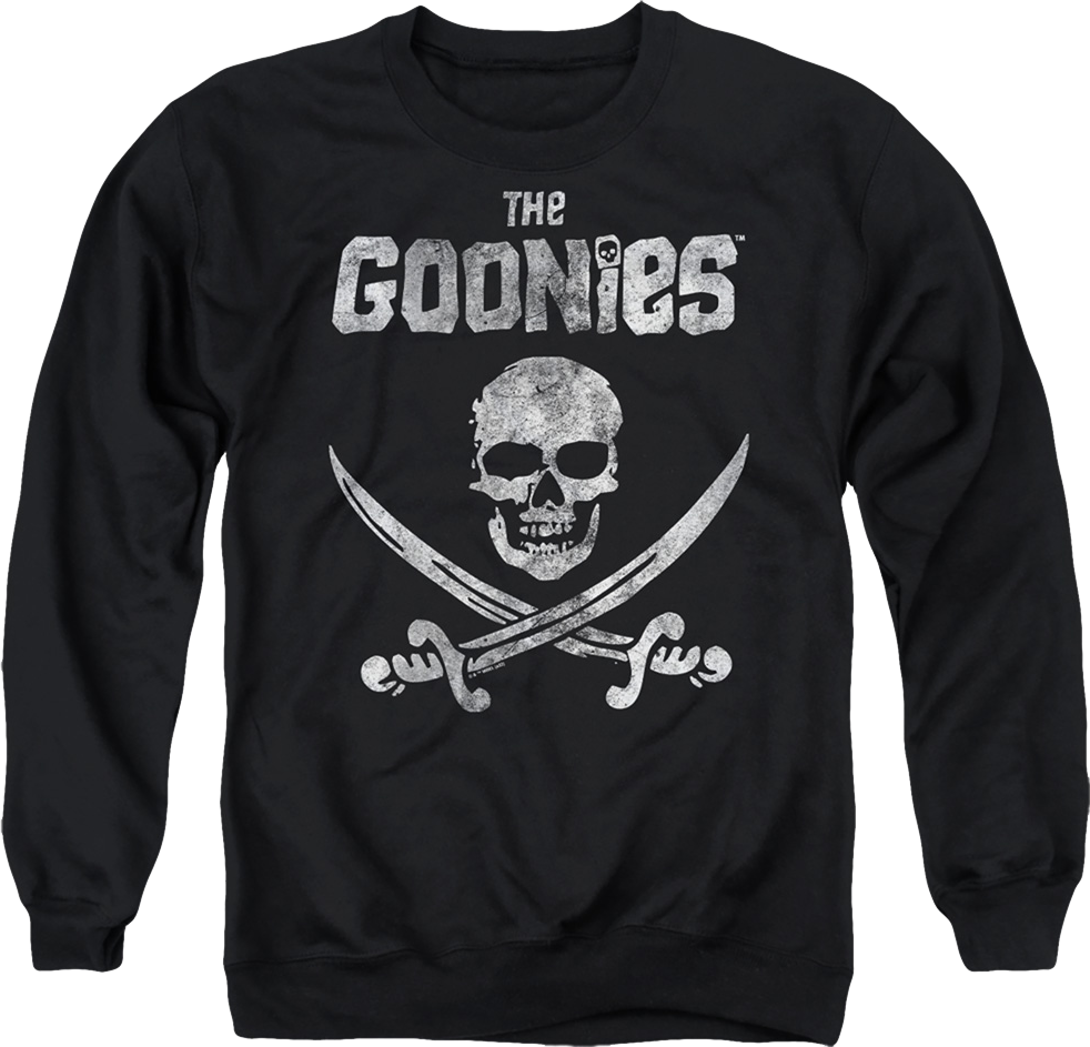 Black Vintage Skull & Crossed Swords Goonies Sweatshirt