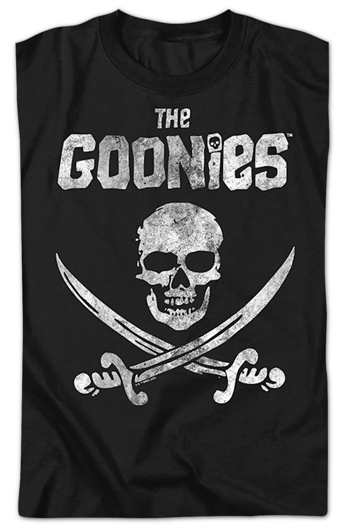 Black Vintage Skull & Crossed Swords Goonies T-Shirt