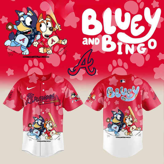 Blue &amp; Bingo Atlanta Braves MLB Sport Team Baseball Jersey