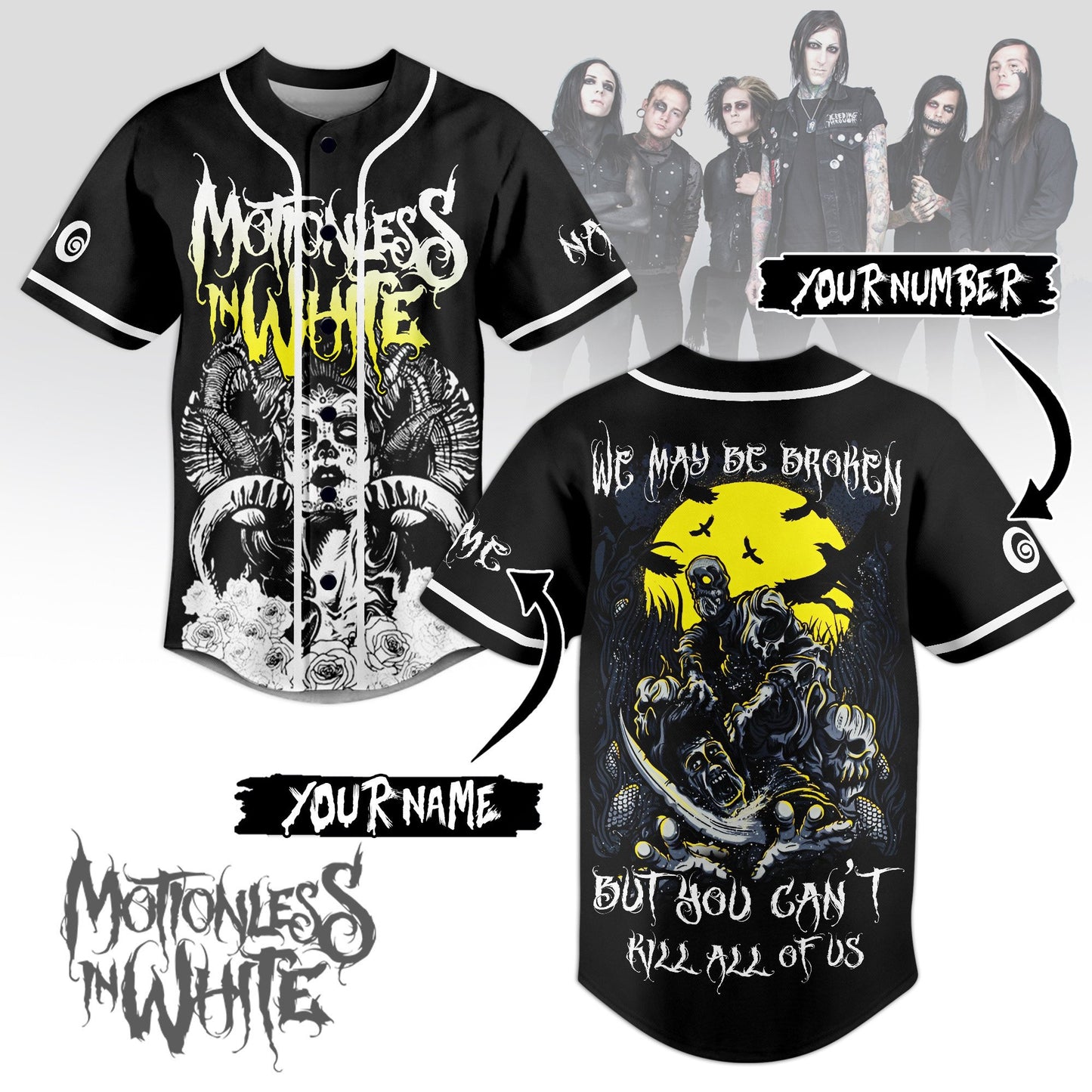 Comfimerch Motionless In White Baseball Jersey For Fans - Comfimerch