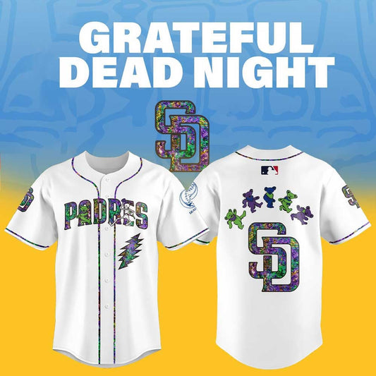 Comfimerch San Diego Padres MLB x Grateful Dead Night Personalized Baseball Jersey For Fan - Comfimerch