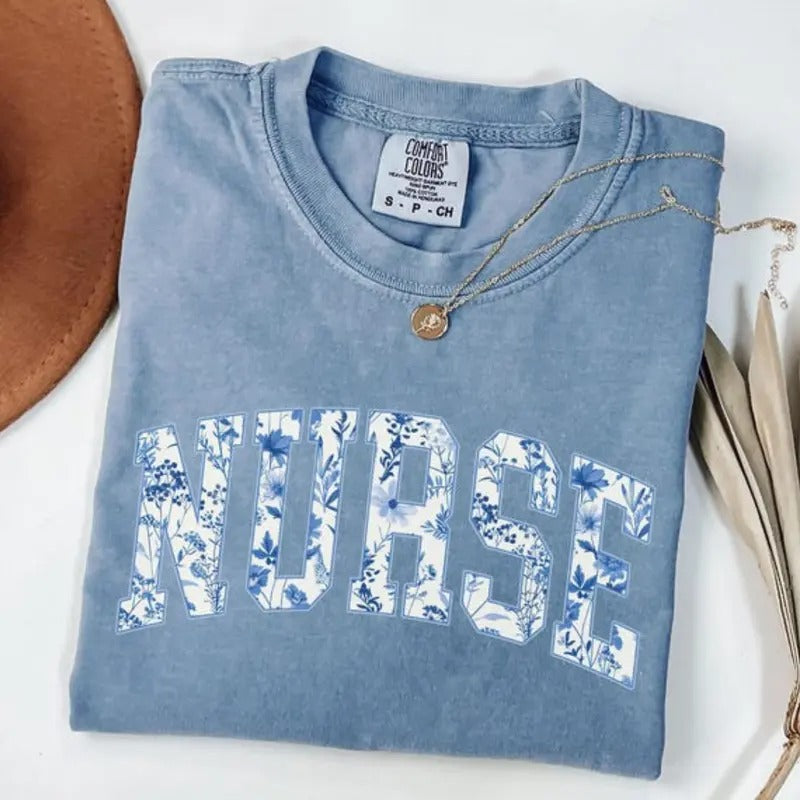 comfort color t shirts, Nurse Floral Shirt,  Nurse Graduation Gift, trendy t-shirts, trending shirts, graphic tees women,...