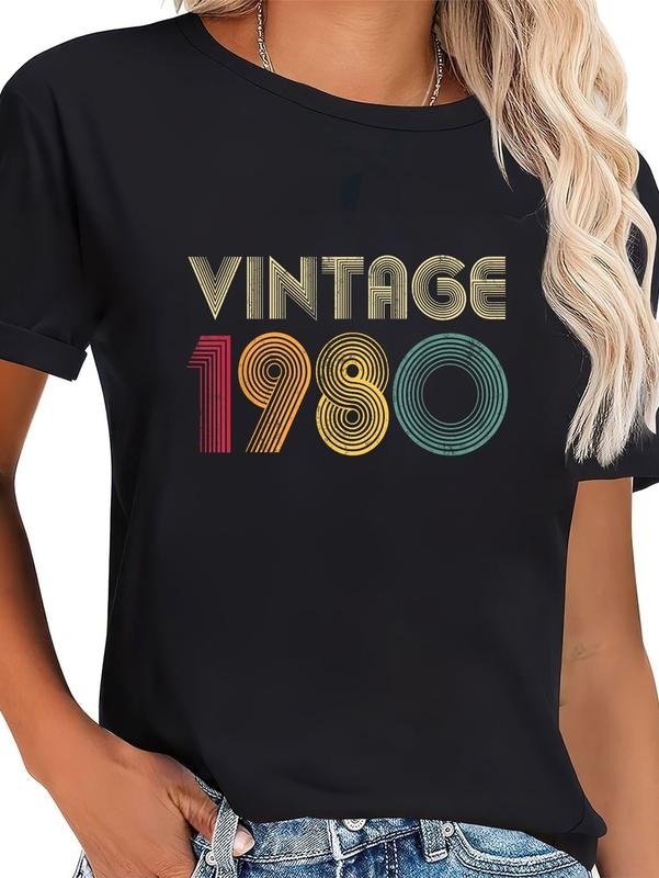 cotton 44th Birthday Gift For Women Men 1980 44 Years Old Retro T-Shirt casual Fashion graphic tees Hoodie, Sweatshirt