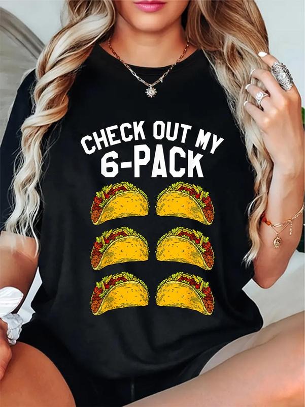 cotton 6 Pack Fitness Taco Funny Mexican Gym Top for Taco Lovers T-Shirt casual Fashion graphic tees women Hoodie, Sweatshirt