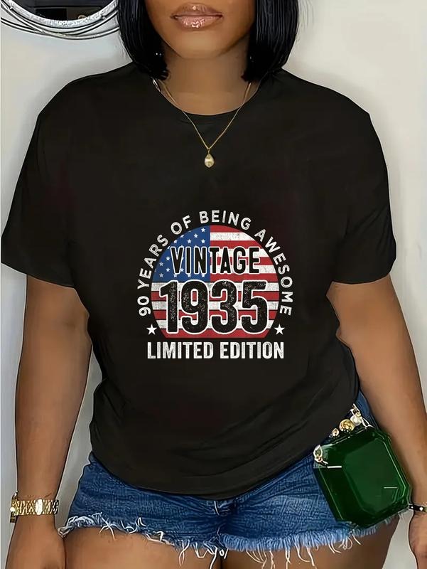 cotton 90th Birthday Gifts Men Vintage 1935 90 Years Old USA Flag T-Shirt casual Fashion graphic tees women Hoodie,...