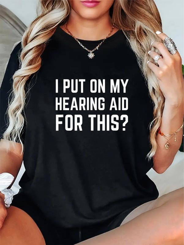 cotton ASL Funny Deaf Pride Joke Sign Language Hearing Aid Gift T-Shirt casual Fashion graphic tees women Hoodie, Sweatshirt