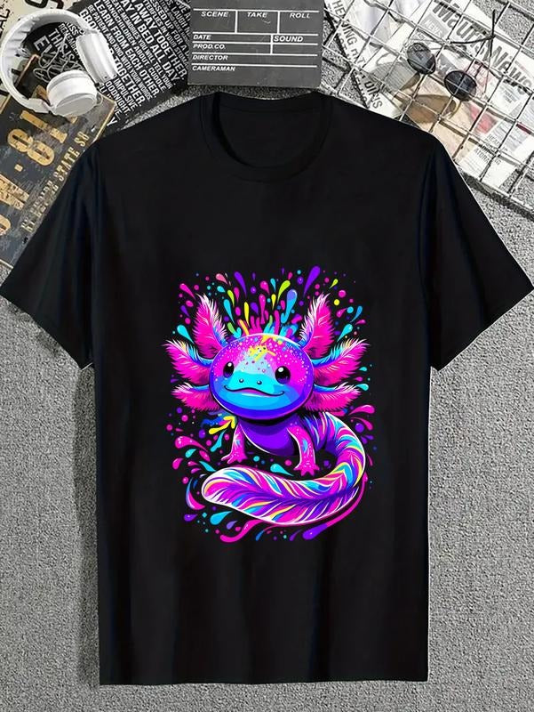 cotton Axolotl Beautiful Colorful Art Axolotl T-Shirt casual Fashion graphic tees for women Hoodie, Sweatshirt