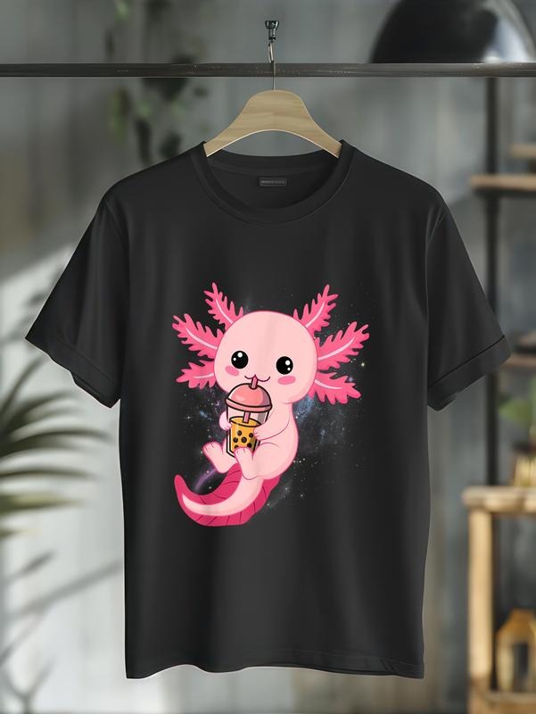 cotton Axolotl Boba Tea Bubble Tea Anime Cute Kawaii Axolotl T-Shirt casual Fashion graphic tees for women style 03...