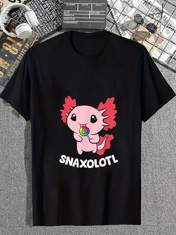 cotton Axolotl Sweets Lollipop Snaxolotl Kawaii Axolotl T-Shirt casual Fashion graphic tees for women Hoodie, Sweatshirt