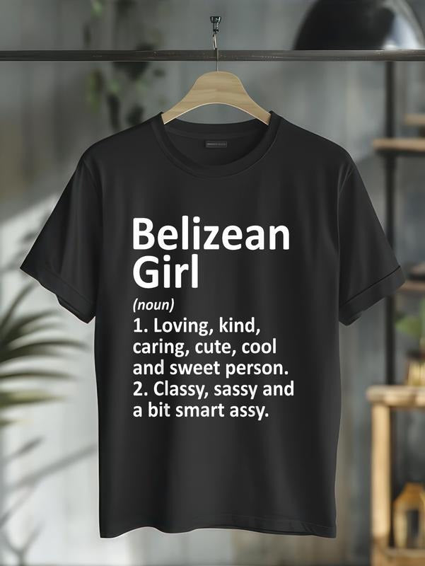 cotton BELIZEAN GIRL BELIZE Gift Funny Country Home Roots Descent T-Shirt casual Fashion graphic tees for women Hoodie,...