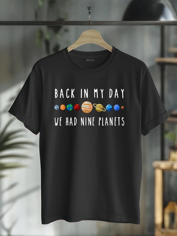 cotton Back In My Day We Had Nine Planets Teacher T-Shirt casual Fashion graphic tees for women Hoodie, Sweatshirt