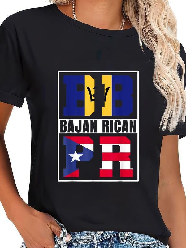 cotton Bajan Puerto Rican Roots Barbados and Boricua Heritage T-Shirt casual Fashion graphic tees for women Hoodie,...
