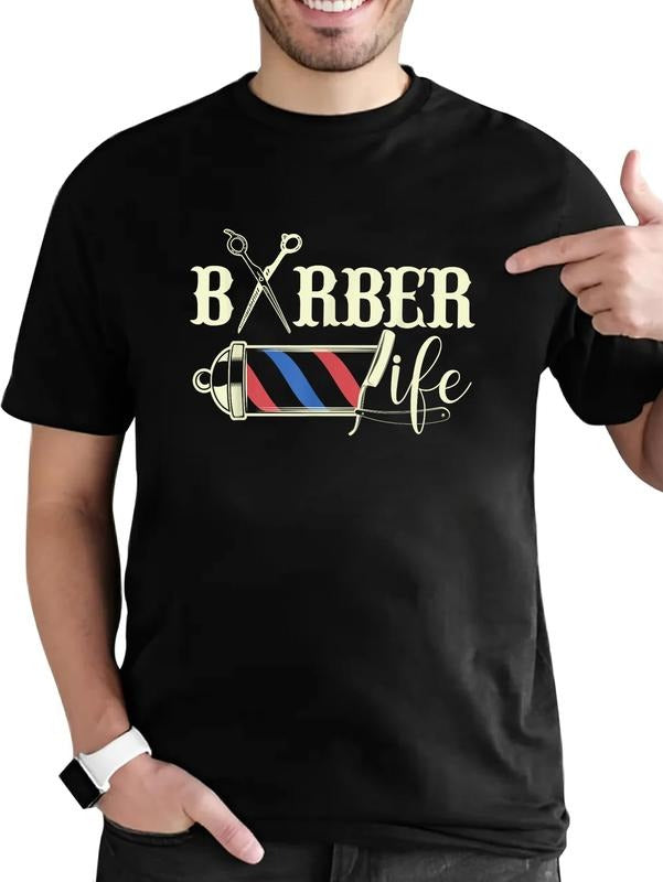 cotton Barber Life Pole Scissors Blade Vintage Shop Gift for Him T-Shirt casual Fashion graphic tees for women Hoodie,...