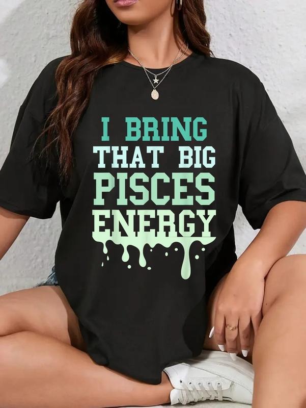 cotton Big Pisces Energy Drip Men Women Zodiac Sign Birthday Season T-Shirt casual Fashion graphic tees for women Hoodie,...