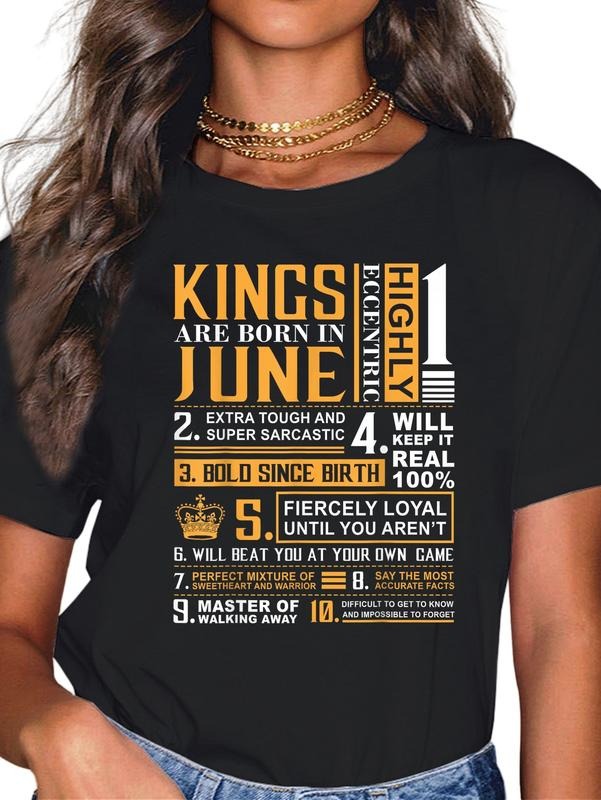 cotton Birthday Gifts - Kings are Born In June T-Shirt T-Shirt casual Fashion graphic tees women Hoodie, Sweatshirt