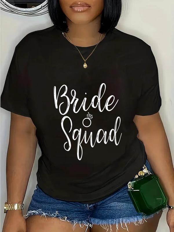 cotton Bride Squad Bachelorette Party Bridesmaid Bridal Shower T-Shirt casual Fashion graphic tees for women Hoodie,...