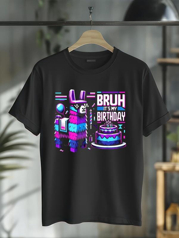 cotton Bruh Its My Birthday Llama Pinata Boy Girl Family Party Bday T-Shirt casual Fashion graphic tees for women Hoodie,...