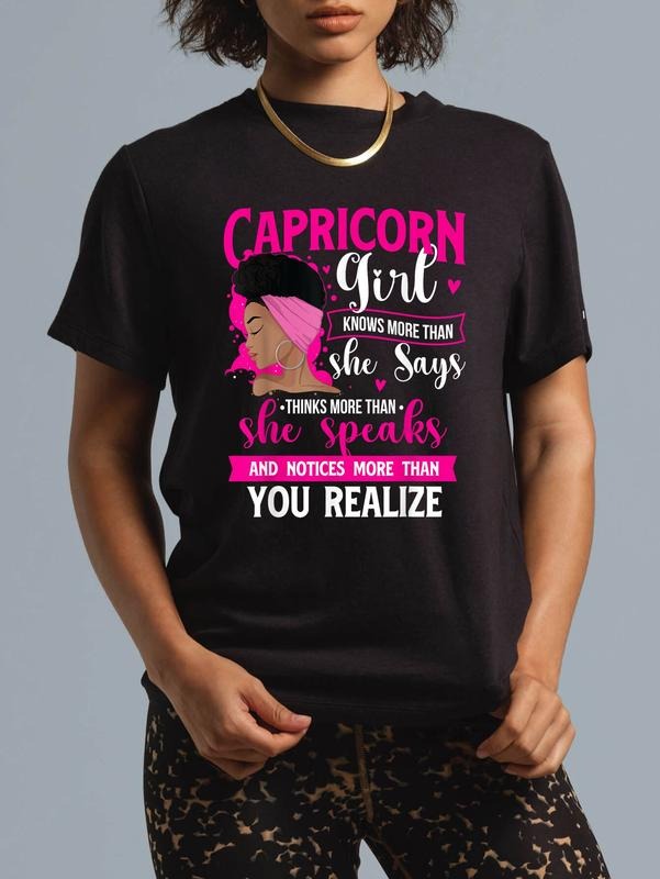 cotton Capricorn Girl - Astrology Zodiac Sign Birthday Horoscope T-Shirt casual Fashion graphic tees for women Hoodie,...