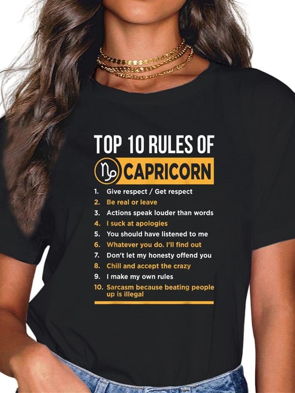 cotton Capricorn Traits Facts Horoscope Zodiac Astrological Sign T-Shirt casual Fashion graphic tees for women Hoodie,...