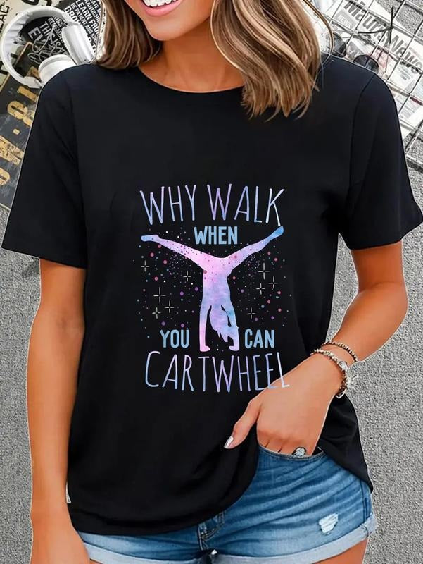 cotton Cartwheel Gymnast Girl T-Shirt: Classic Fit, Tie-Dye, Short Sleeve