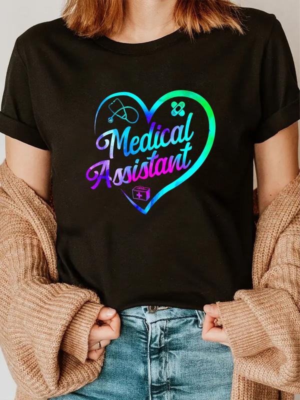 cotton Certified Medical Assistant Watercolor Heart CMA T-Shirt casual Fashion graphic tees women Hoodie, Sweatshirt