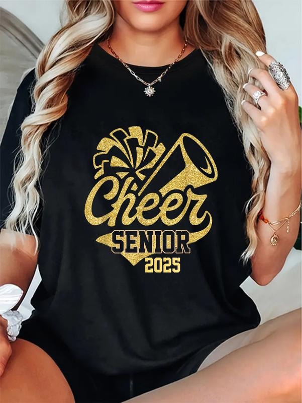cotton Cheerleader Cheer Graduation Gifts Cheer Senior Class 2025 T-Shirt casual Fashion graphic tees women Hoodie,...