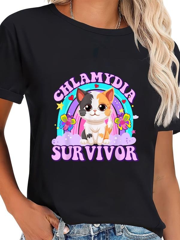 cotton Chlamydia Survivor Cat Meme Funny Shirts for Men Adult Humor T-Shirt casual Fashion graphic tees for women Hoodie,...