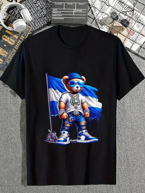 cotton Cool Teddy Bear El Salvador Flag Salvadoran Proud Salvador T-Shirt casual Fashion graphic tees for women Hoodie,...