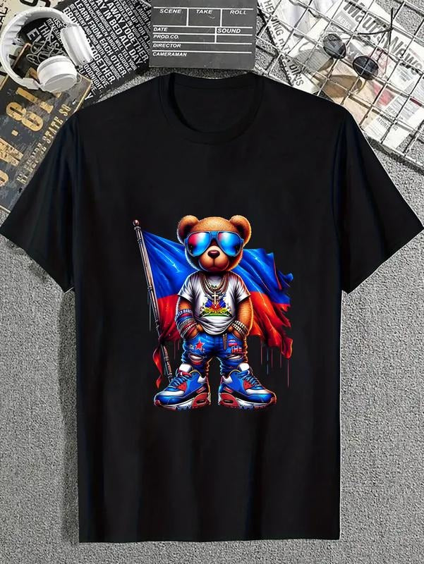 cotton Cool Teddy Bear Haiti Flag Haitian Proud Haiti T-Shirt casual Fashion graphic tees for women Hoodie, Sweatshirt
