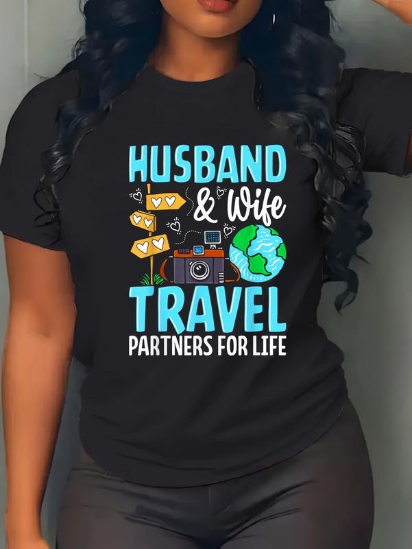 cotton Couple Matching Husband And Wife Travel Partners For Life T-Shirt casual Fashion graphic tees for women Hoodie,...