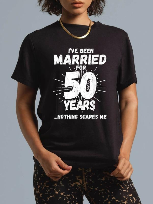 cotton Couples Married 50 Years - Funny 50th Wedding Anniversary T-Shirt casual Fashion graphic tees Hoodie, Sweatshirt