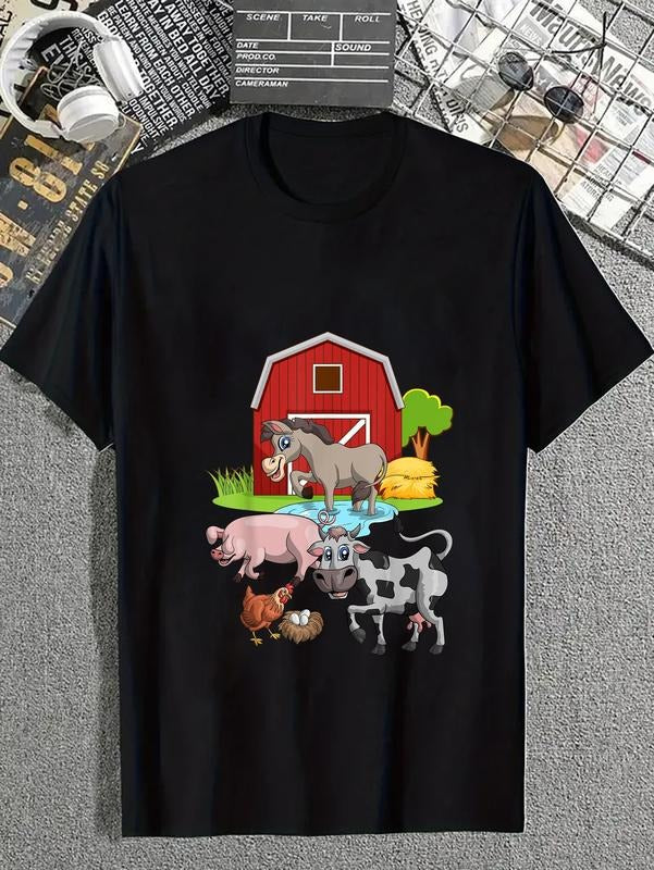 cotton Cute Donkey Pig Chicken Cow Farming Kids Farm Animal T-Shirt casual Fashion graphic tees for women Hoodie, Sweatshirt