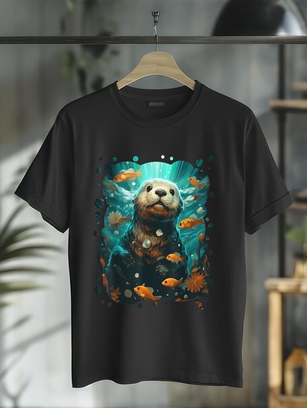 cotton Cute Sea Otter Animal Nature Lovers Graphic T-Shirt casual Fashion graphic tees for women Hoodie, Sweatshirt