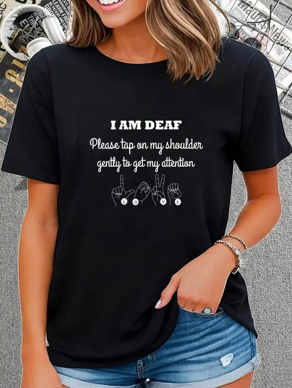 cotton Deaf Person t shirt; Hearing Impaired t shirt; Deaf t shirt; T-Shirt casual Fashion graphic tees women Hoodie,...