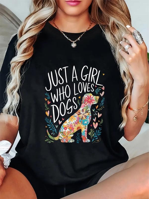 cotton Dog Cute Just A Girl Who Loves Dogs T-Shirt casual Fashion graphic tees for women Hoodie, Sweatshirt