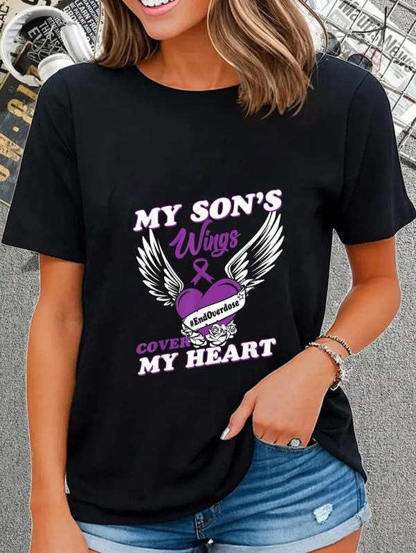 cotton Drug Overdose Awareness T-Shirt Purple Ribbon gifts T-Shirt casual Fashion graphic tees women Hoodie, Sweatshirt