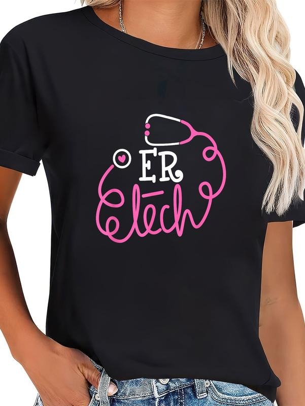 cotton ER Tech Shirt Emergency room technologists technicians tees T-Shirt casual Fashion graphic tees women Hoodie,...