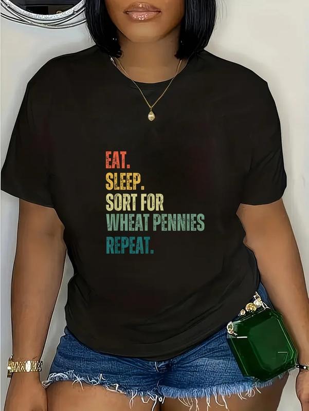 cotton Eat Sleep. Sort for Wheat pennies repeat. retro coin collect T-Shirt casual Fashion graphic tees women Hoodie,...